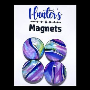 Set of 4 Magnets - Holo Lilac Mod Abstract Glass Refrigerator Kitchen Whiteboard